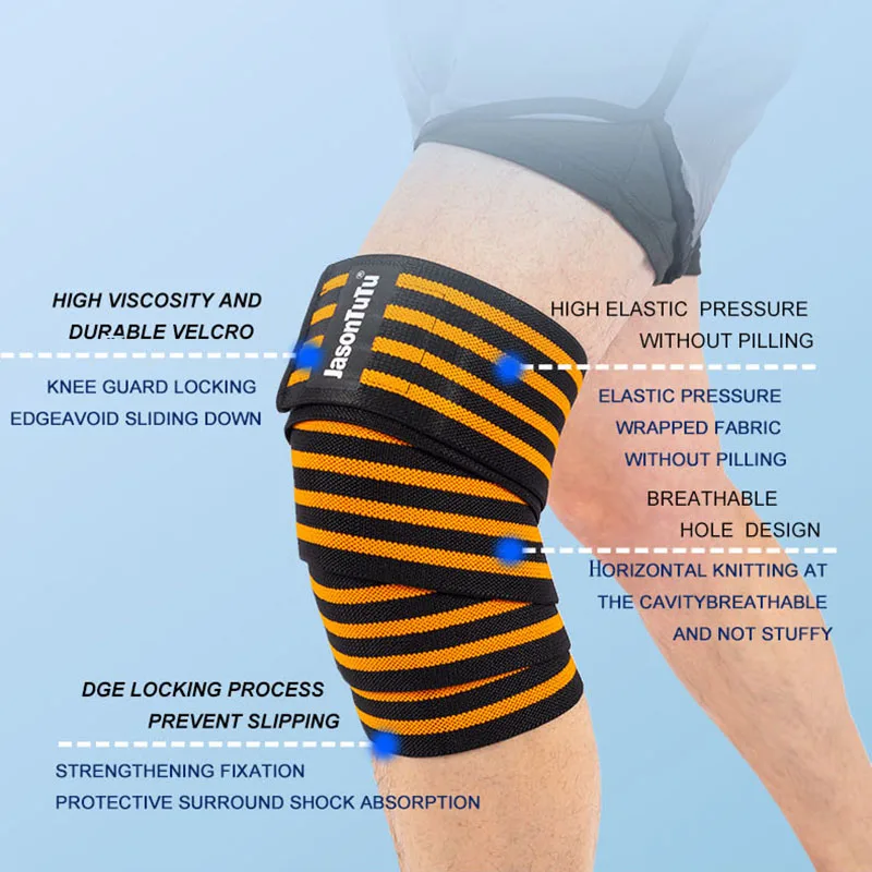 JASONTUTU 1 PCS Fitness Pressurized Straps Knee pad Gym Weight Wraps Bandages Training Elastic Lifting Knee Compression Leg