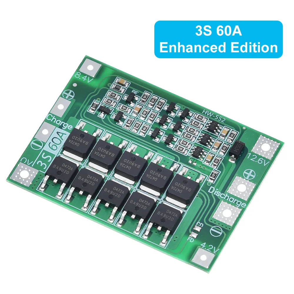 3S/4S 40A 60A Li-ion Lithium Battery Charger Protection Board 18650 BMS For Drill Motor 11.1V 12.6V/14.8V 16.8V Enhance/Balance