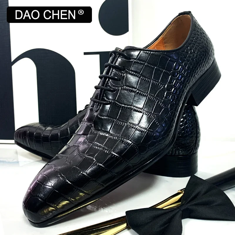 LUXURY MEN OXFORD SHOES GREEN BLACK CROCODILE PRINT SHOES LACE UP CASUAL MEN DRESS SHOE OFFICE WEDDING LEATHER MEN SHOES