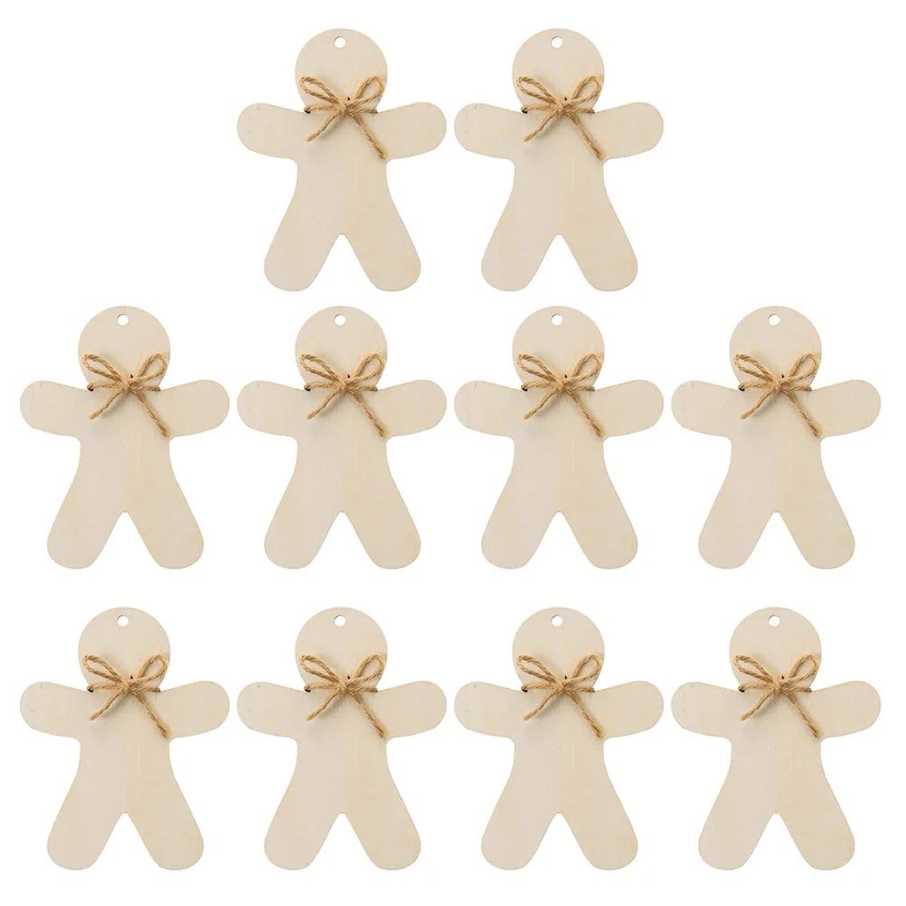 

10 Pcs Christmas Suit for Men Wooden Tree Decoration Xmas Pendants Decorations Indoor Ribbon Hanging Ornament Man