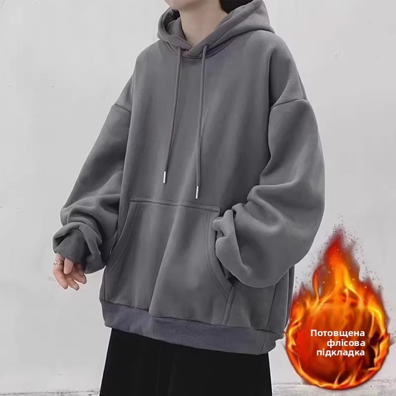  Hooded Sweatirt Men's Thiened Fce Autumn Winter Loose Couple Lazy Sle Sports Large Size Outerwear Casual Streetwear 