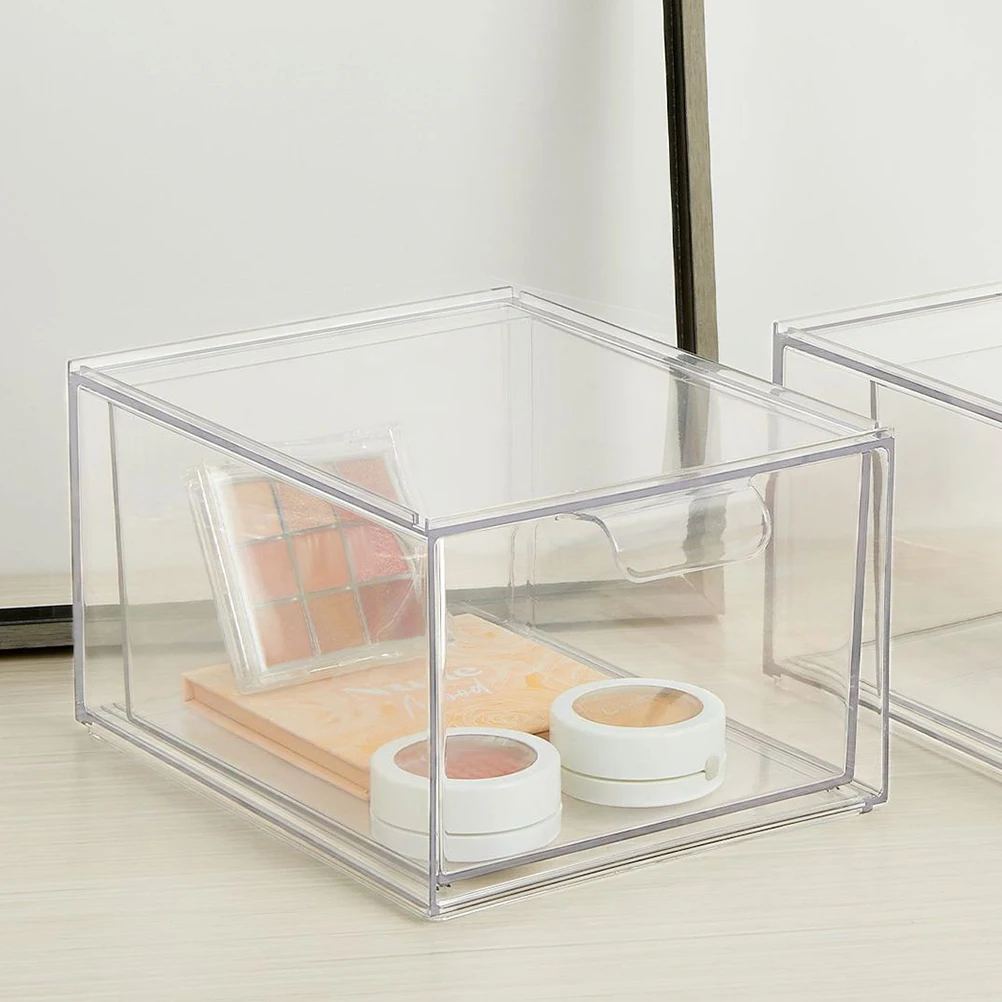 

Штабелируемый пластиковый ящик-органайзер для хранения, прозрачный настольный футляр для ювелирных изделий, многофункциональный небольшой контейнер для хранения мелочей