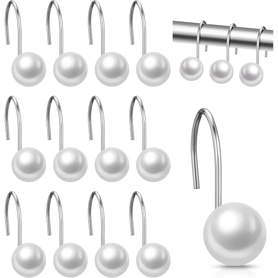 

12 шт. крючки для занавесок для душа цвета слоновой кости с искусственным жемчугом декоративные кольца для занавесок для душа винтажные Rtproof милые крючки для занавесок для Countr