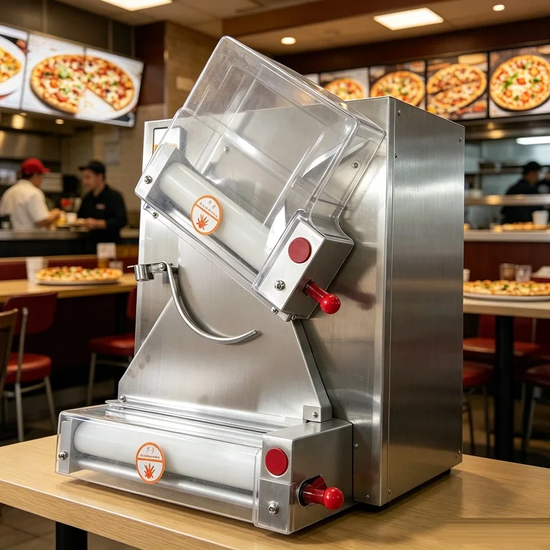 #￥High Efficiency Automatic Pizza Dough Sheeter Commercial Electric 220/110V Pizza Crust Rolling Press Machine