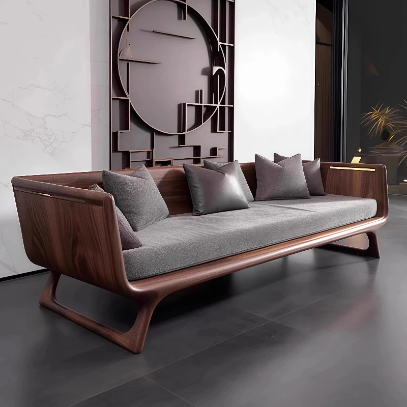 

North American black walnut sofa high-end home bed and breakfast living room ash wood solid wood light