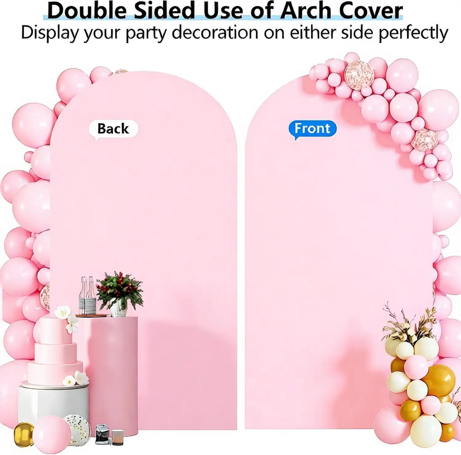 

Pink Arch Backdrop Cover Double Sided Wedding Birthday Party Banquet Decor Spandex Fitted Round Top Chiara Backdrop Stand Cover
