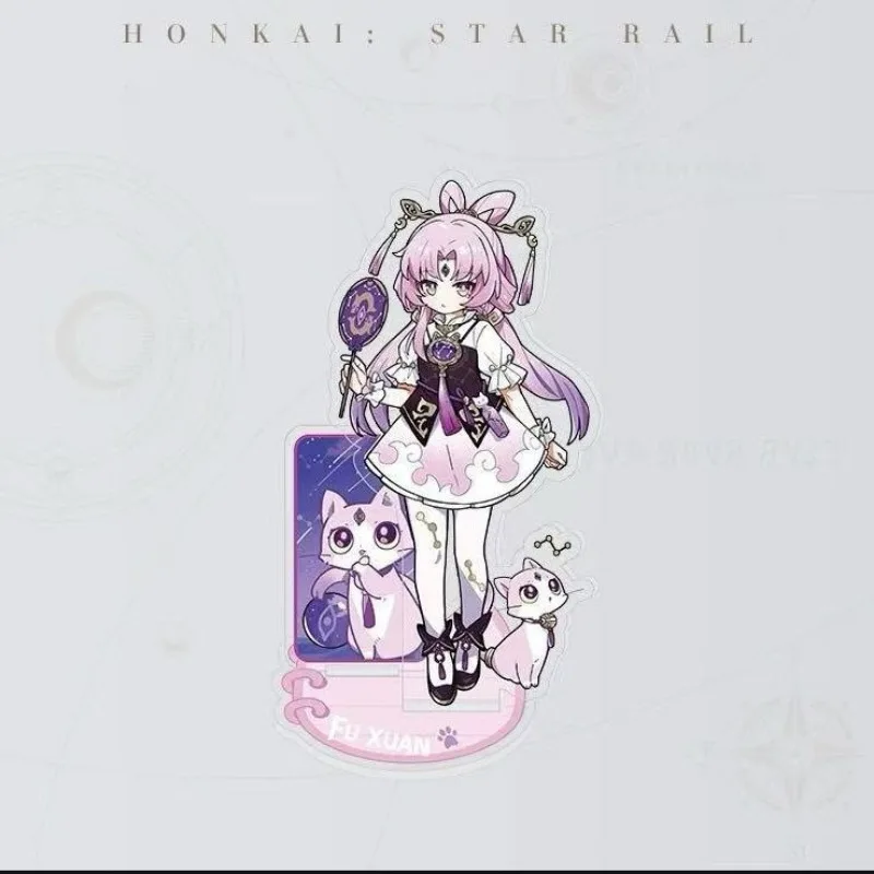 هونكاي: ستار السكك الحديدية لعبة الأطفال والقطط الاكريليك الشكل حامل نموذج فو شوان جينغليو هوهو أرجينتي زخارف مكتب الدائمة علامة هدية