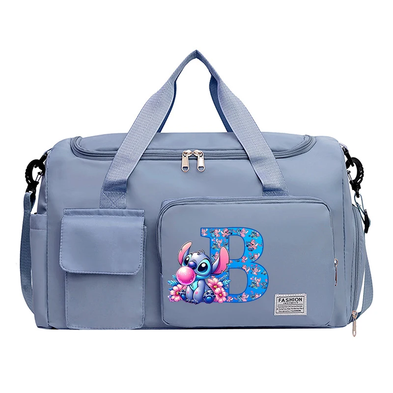 Stitch Disney Letter Tote Travel Bag Portable HandBag Large Capacity Clothes Storage Bags Gym Duffle Pack with Shoe Compartment