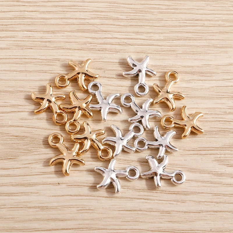 Tusember 50 Stück 10*13mm Legierungs-Meerestier-Anhänger Mini-Seestern-Charms für DIY-Halsketten, Ohrringe, handgefertigte Schmuckherstellung – Detail 1