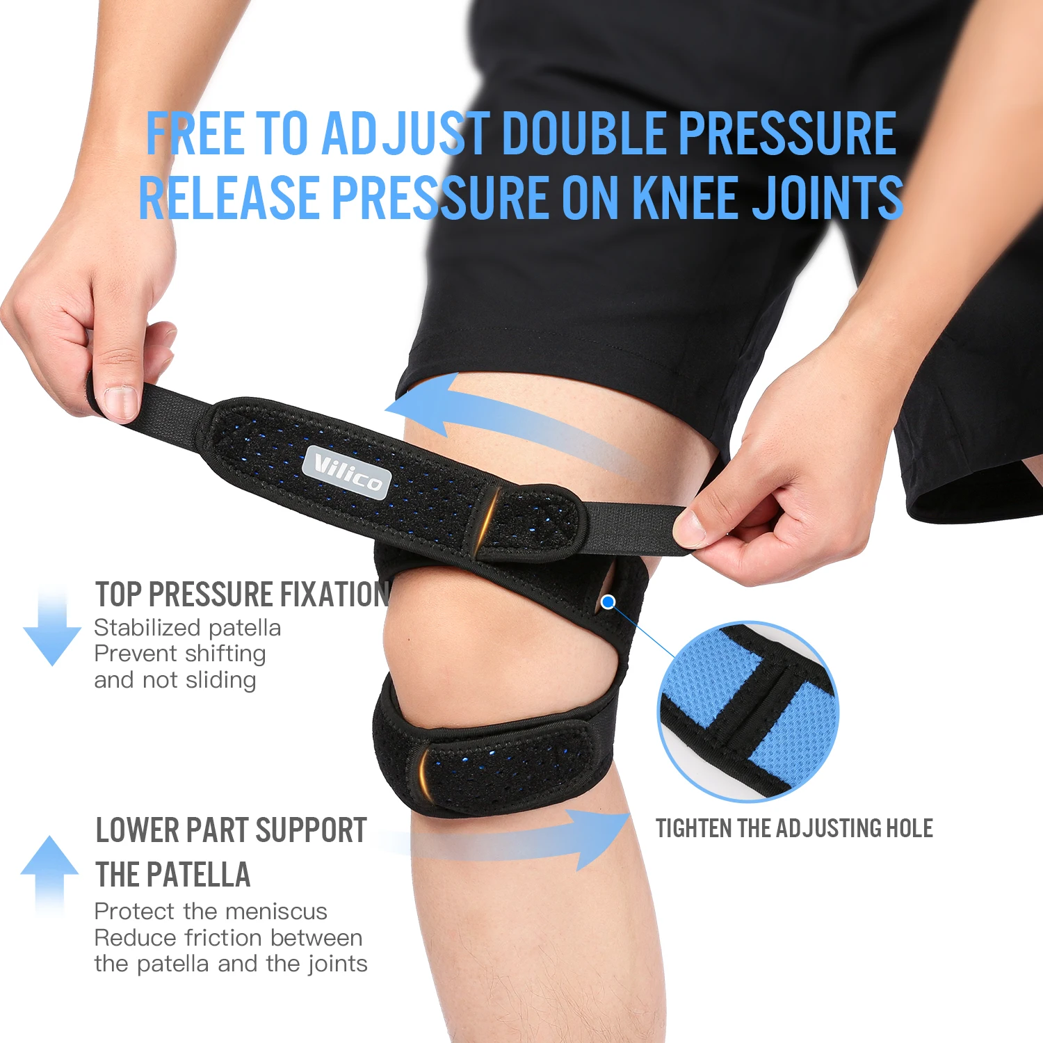 1Pcs Band Strap,Adjustable Iliotibial, Knee,Thigh, Hip & ITB Syndrome Compression Wrap Support,Breathable Patellar Tendonitis