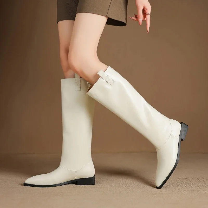 

Elegant Women Knee High Boots Luxury Genuine Leather Knight Boots for Woman Fashion Warm Winter Shoes Designer Shoes Botas Mujer