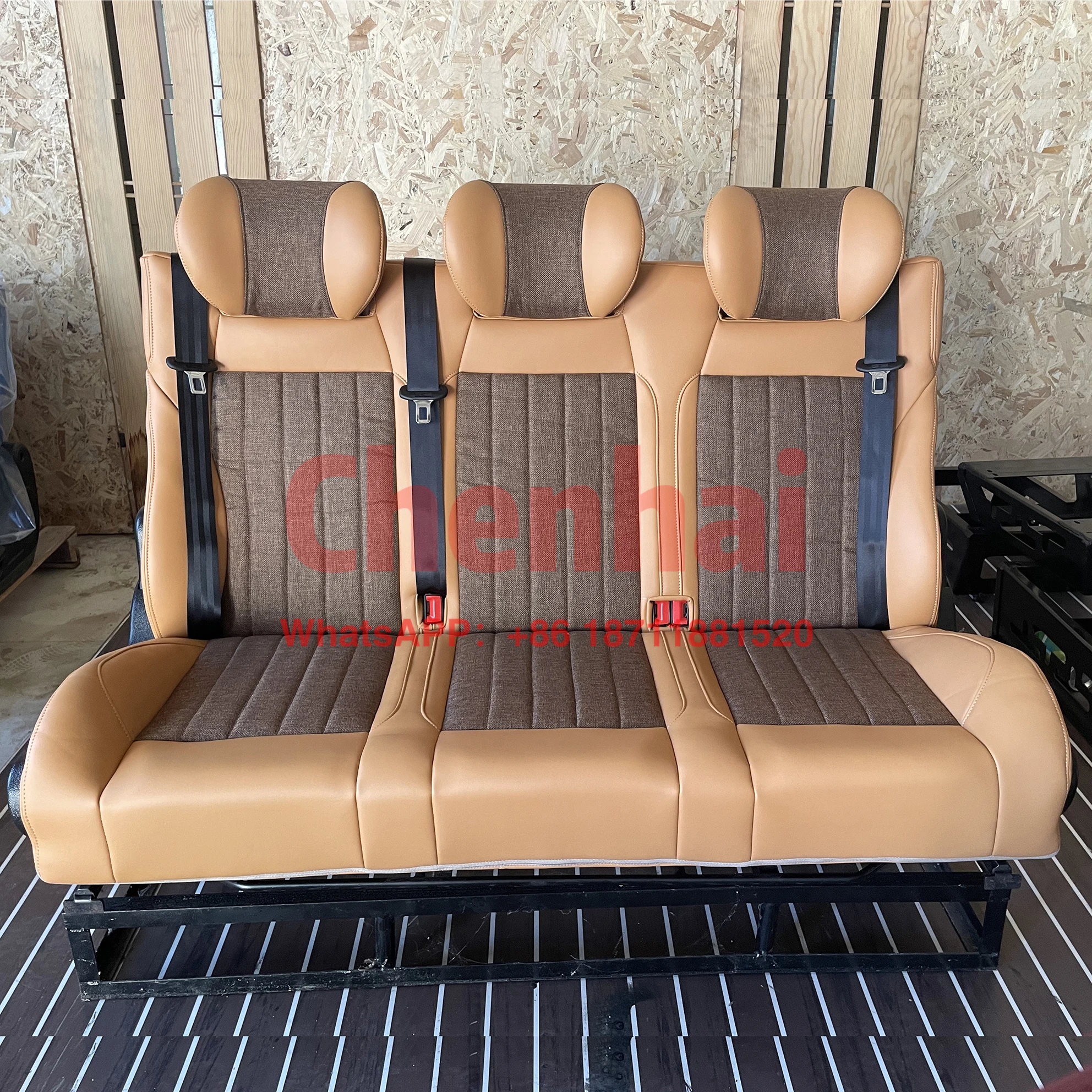 Easy Operate Double Seat Microfibre Leather Luxury Waterproof Steel Frame Custom Color Commercial Vehicles Modification Seat for