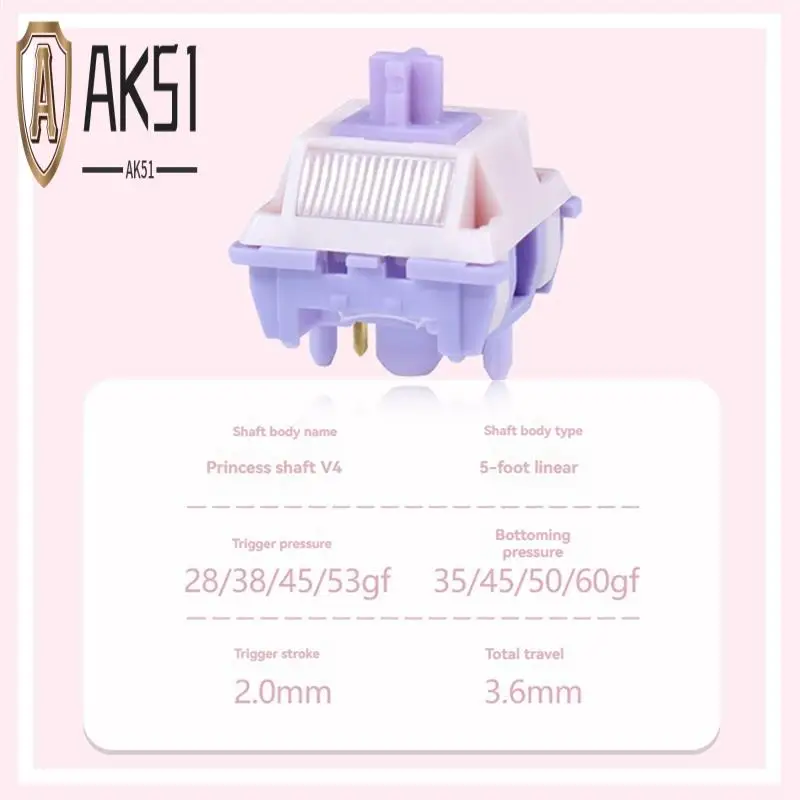

AK51-70PCS MMD Princess V4 Switch 5 Pin Linear Axis Body Switches Hot-Swap For DIY Mechanical Keyboard