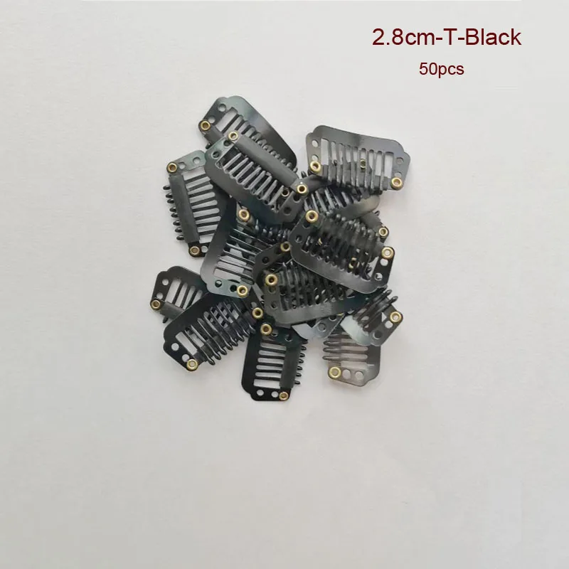 炭素鋼の黒い金属製のスナップクリップ,ヘアアクセサリー,50個,2.8cm,8歯