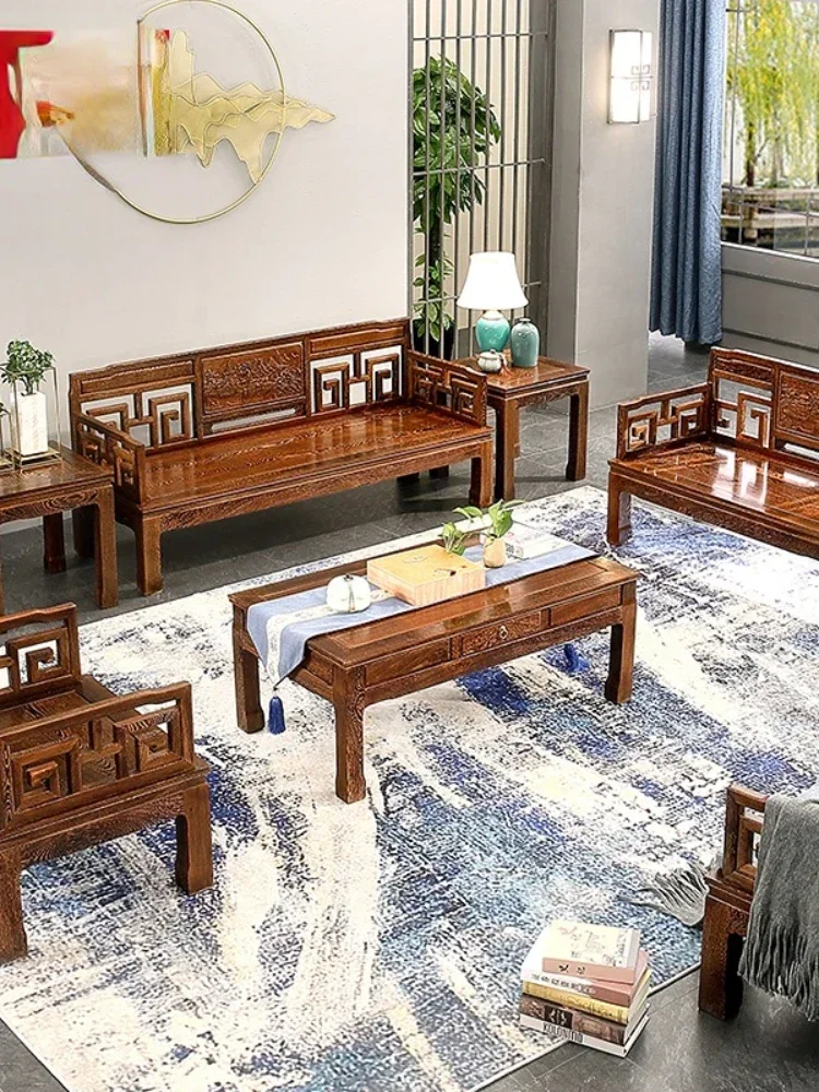 

Combination Solid Wood Sofa Modern Living Room Door Frame Medium and Small Apartment Rosewood Furniture