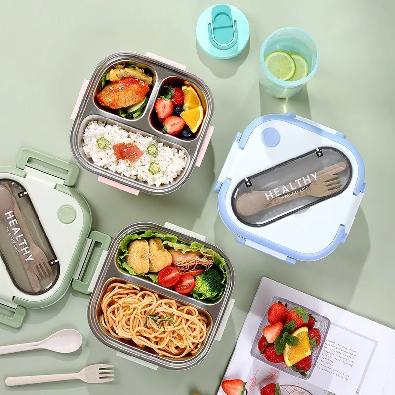 Stainless Steel Lunch Box Thermal Insulation Box Primary School Lunch Box Bento Box Partition Sealed Can Be Heated Lunch Box