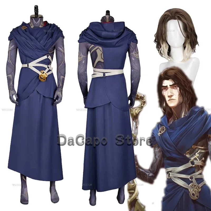 

lili 123TV Arcane S2 Viktor Cosplay Costume Hooded Robe Navy Suit Wig Hextech Outfits Mens Halloween Carnival Party Disguise Clo