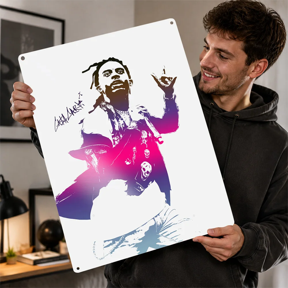 Playboi Carti Illustration Printed Poster Personalized Aluminum Metal Sign Vivid Urban Rhythm Wall Art Perfect For Music Rooms