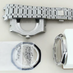 41mm Silver Star Sand Octagonal Watch Case Bracelets Parts Sapphire Glass For Royal Seiko nh35 nh36 nh34/38 Movement 31.8mm Dial