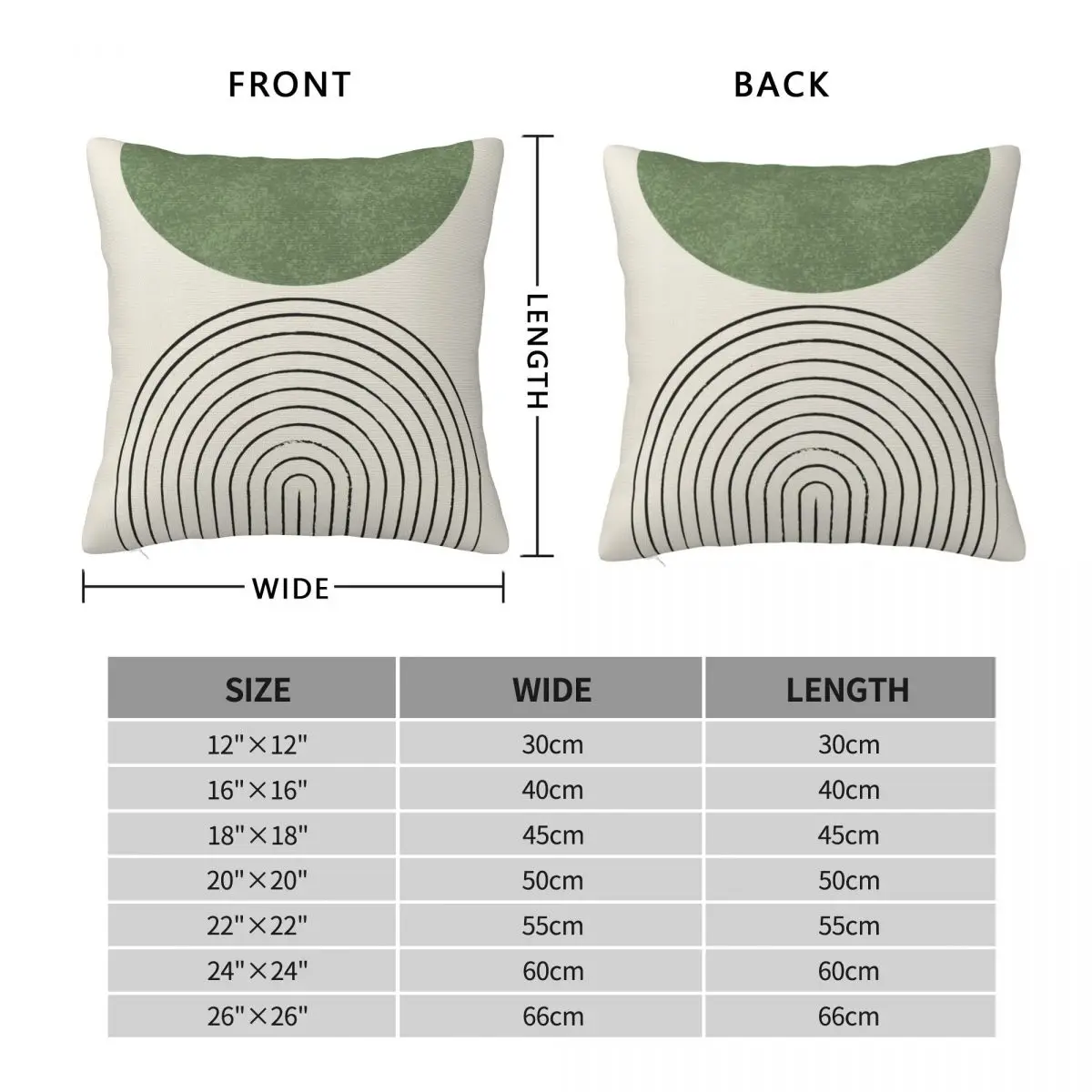 Arch Balance Green Mid Century Square Pillowcase Polyester Linen Velvet Printed Zip Decor Car Cushion Cover