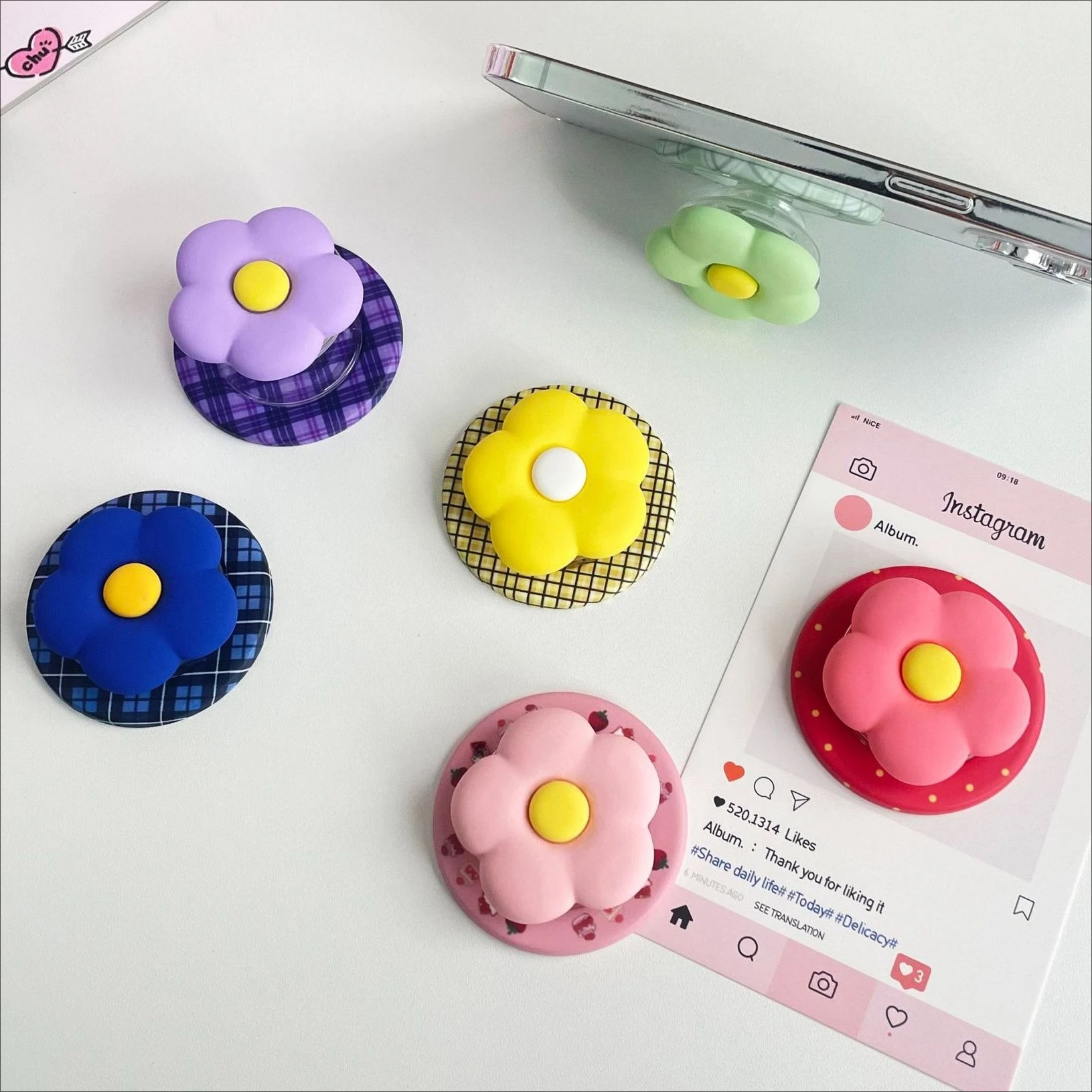 

Магнитный держатель для телефона Sweet Ins Flower: складная подставка-попсокет с магнитом для рабочего стола и креплением для пальца