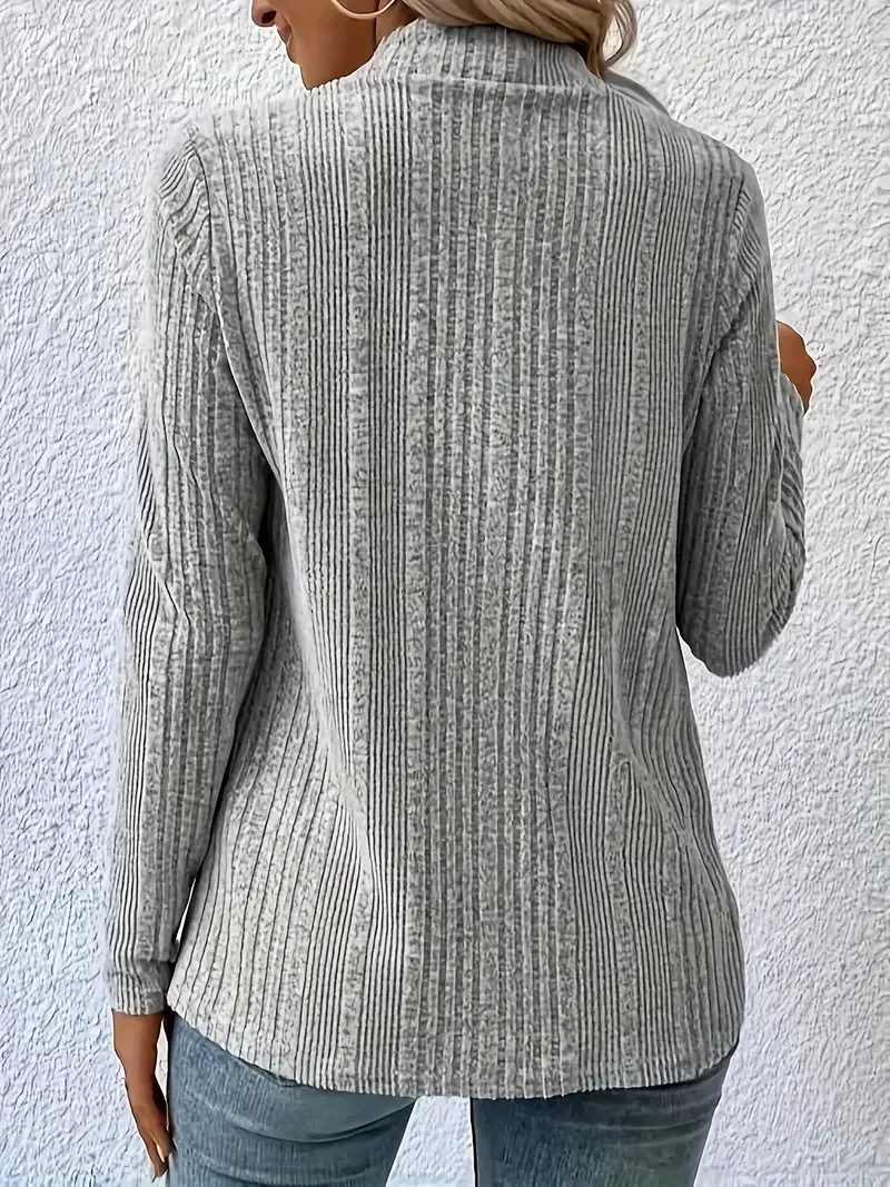 Plus Size 1XL-5XL Women\'s Fashion Long Sleeved Cardigan Casual Solid Color Ribbed Cardigan Loose Spring and Autumn Cardigan