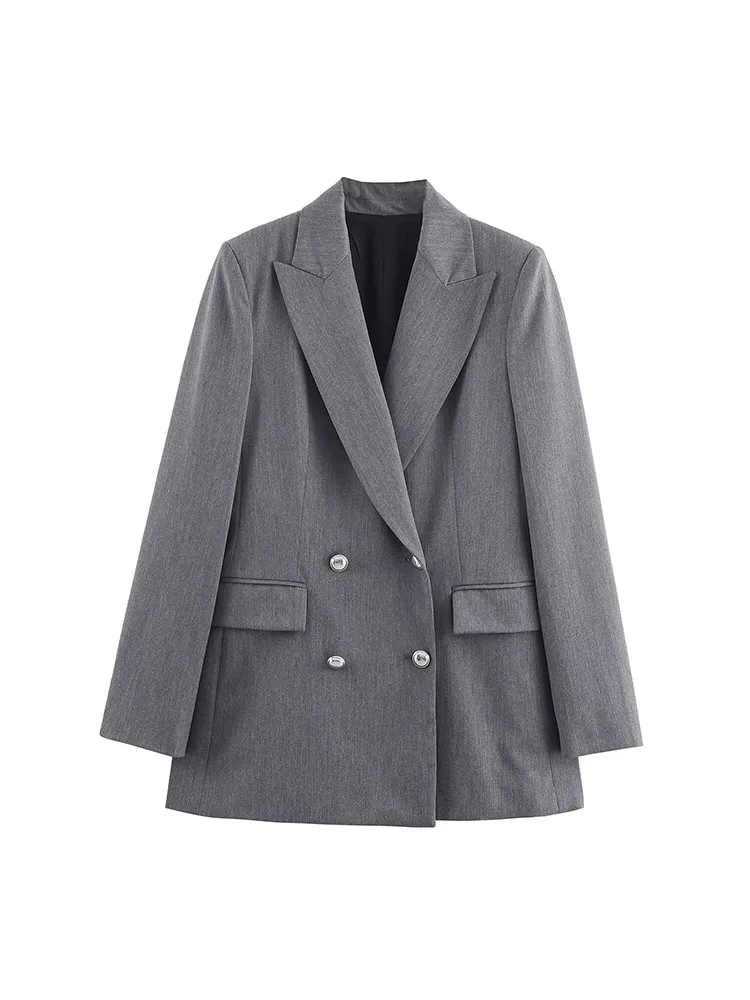 

2025 женские осенние пиджаки, пальто, повседневные однотонные двубортные женские элегантные уличные пиджаки, верхняя одежда, одежда