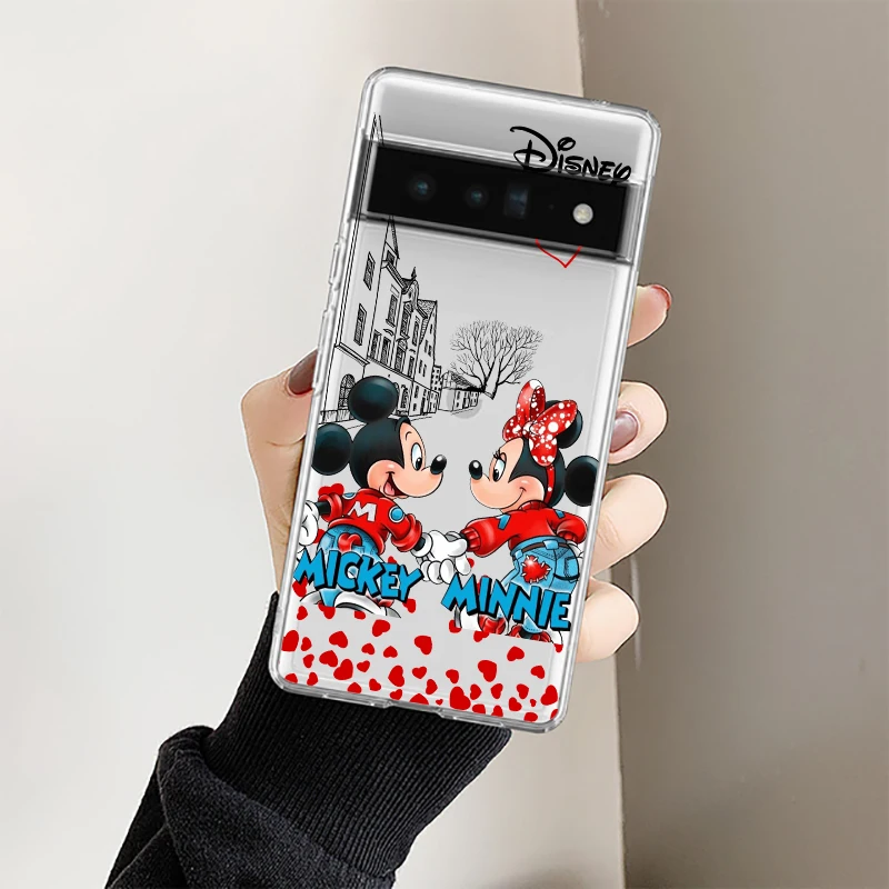 Mickey & Minnie Mouse Love For Google Pixel 8 7 6 Pro 6a 5 5a 4 4a XL 5G custodia trasparente per telefono Shell