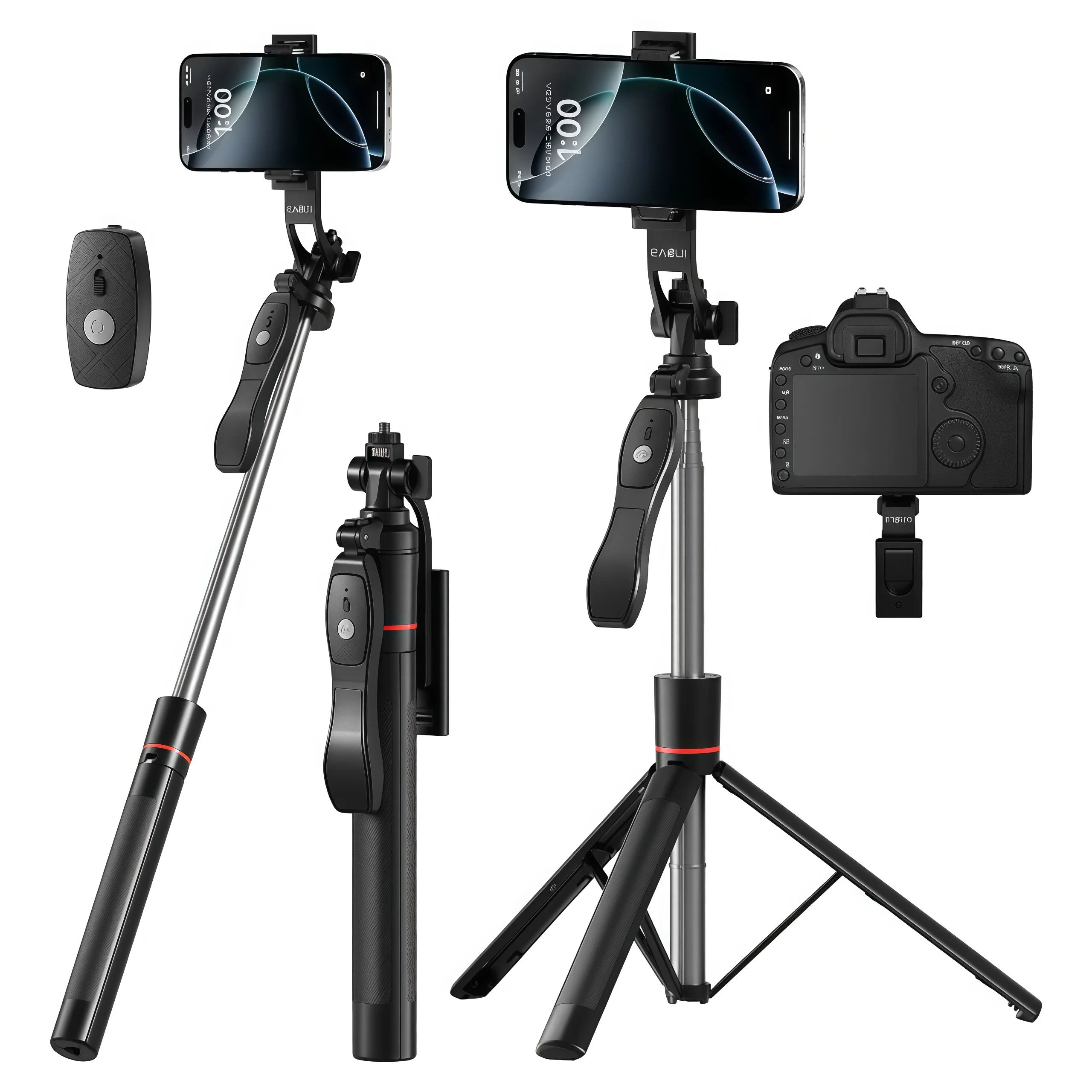 U17 1.7M Selfie Stick Tripod, Bluetooth Remote, 360° Rotatio