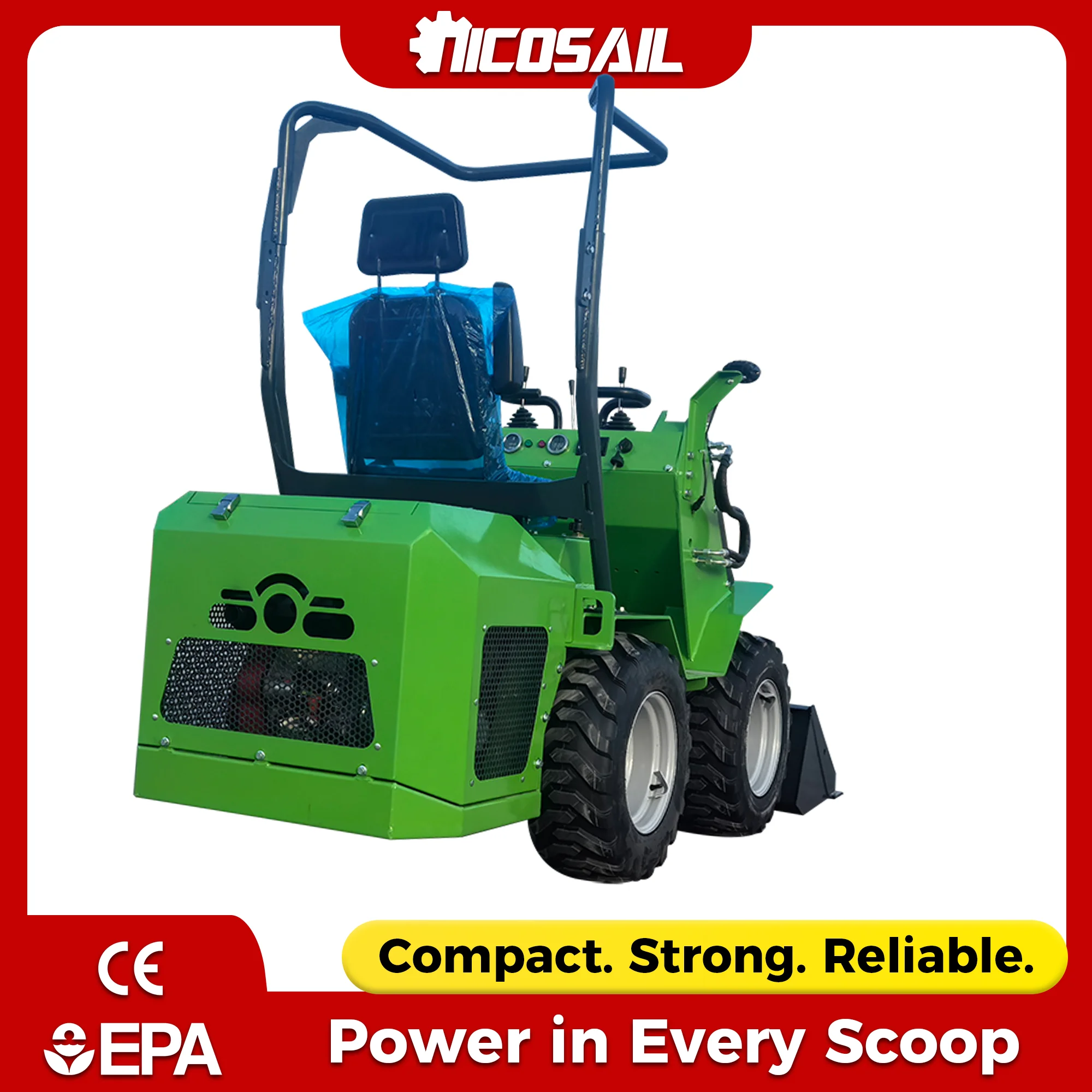 

Ride On Skid Steer Loader 1 Ton CE Approved Euro 5 Heavy Duty Small Skid Loader