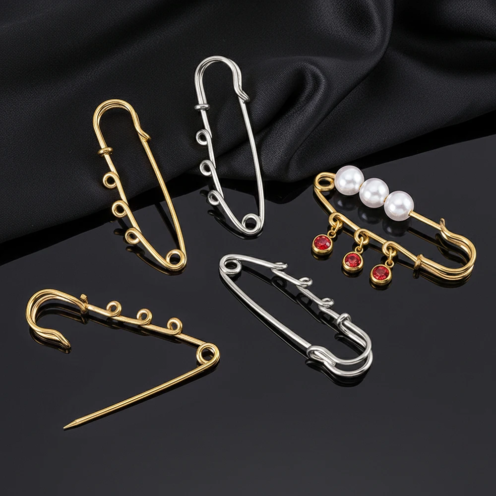 

5/10pcs Stainless Steel Brooches Blank Base Safety Pin Fastener For DIY Jewelry Craft Making Material Handicraft Accessories