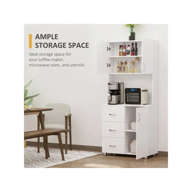 Storage Cabinet for Kitchen - Multi-Functional Organizer with Adjustable Shelves & Doors, Ideal for Home & Dining Space, Modern
