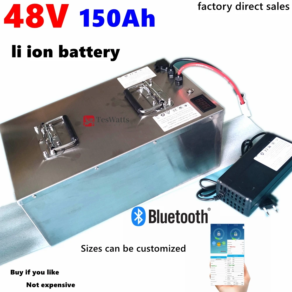 

48v 150ah lithium ion battery with bluetooth BMS communication for 48v 5kw 10kw Hybird inverter UPS so