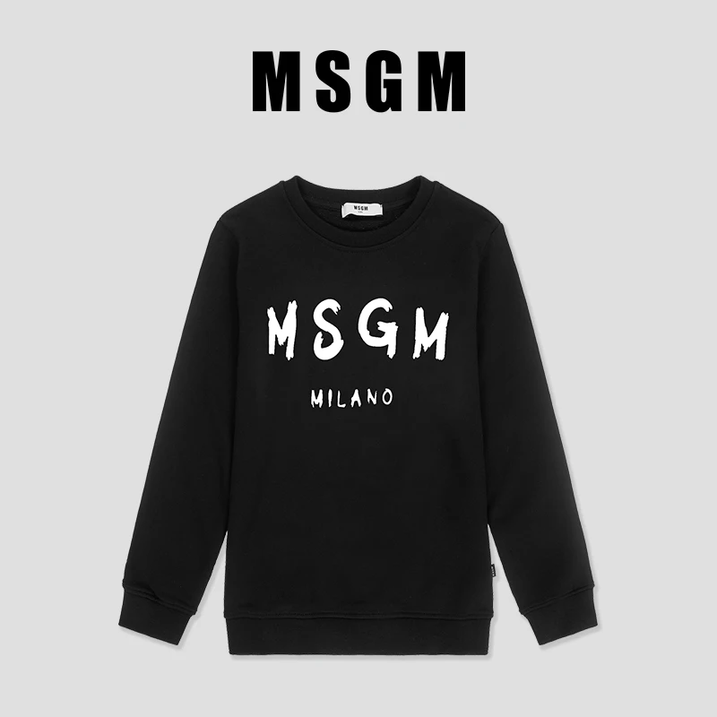 Men's and Women's Pullover Italian Fashion Brand MSGM Classic Handwritten Brand Logo High Quality Sweater Crew Neck Sweater Top