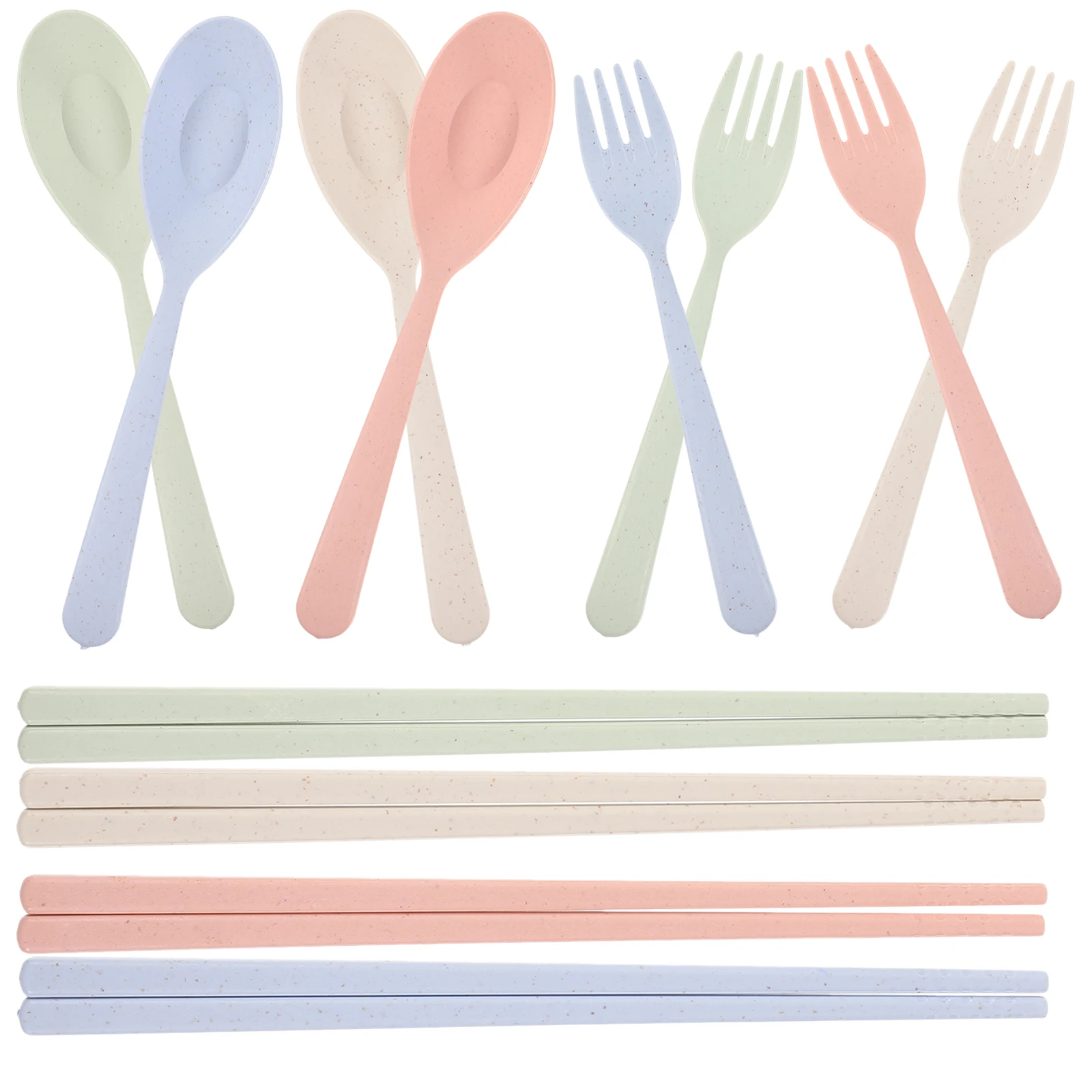 

4 Sets Portable Tableware Travel Utensils with Case Silverware Outdoor Reusable Fork Spoon Chopsticks