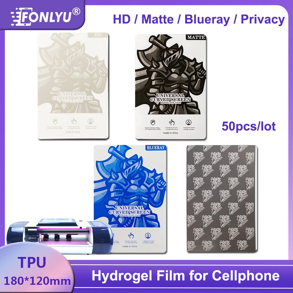 

FONLYU 50PCS TPU Flexible HD Matte Blueray Privacy Hydrogel Film for Cellphone Screen Protector Movies Cutting Machine Plotter