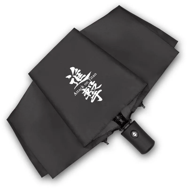 Black White,Shingeki no kyojin,Attack On Titan,Anime,Windproof Anti-UV,Automatic Rain Compact Umbrella for Woman Man