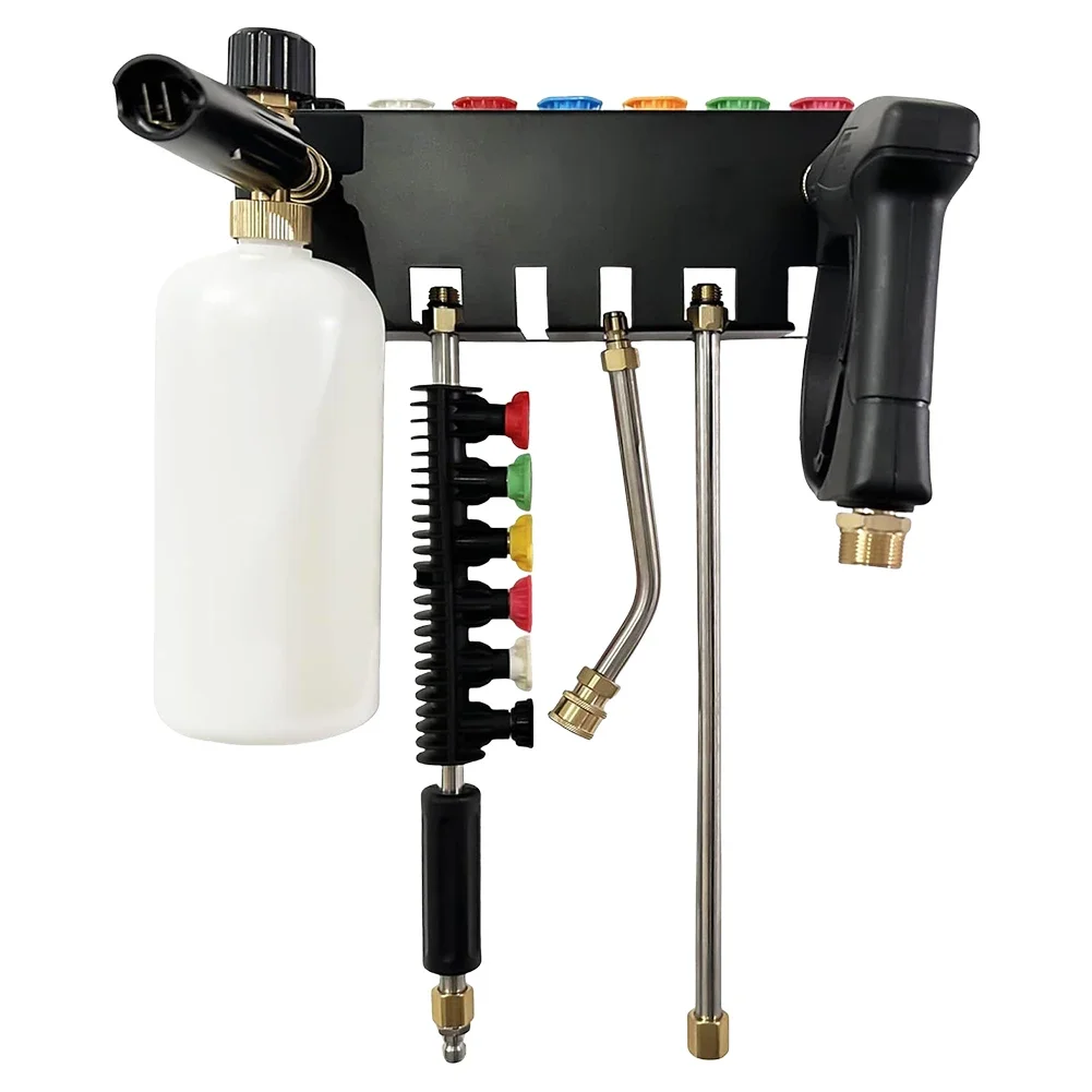 High-Pressure Water Gun Storage Box Fit 1/4 Quick Connector Seven-Color Nozzle Telescopic Rod Storage Rack 7 Holes Storage Rack