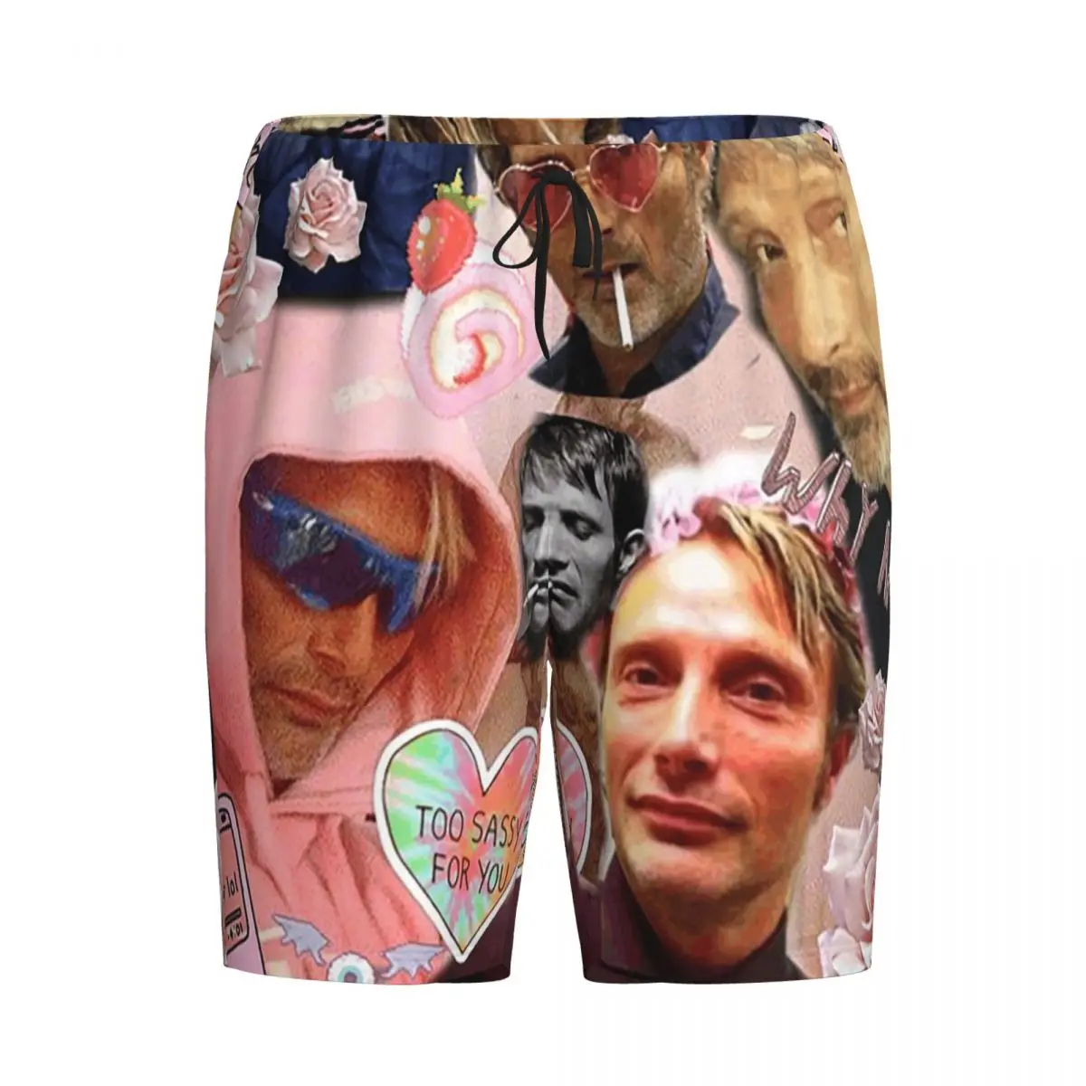Custom Mads Mikkelsen Collage Greeting Card36 Shorts Sleeping Pants Men Pajama Pants Lounge Sleep Sleepwear Bottoms