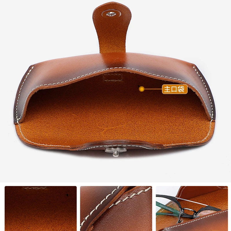 Cow Leather Bag Glasses Case Box Handmade Luxury Hard Spectacles Sunglasses Bags Eyeglasses Eyewear