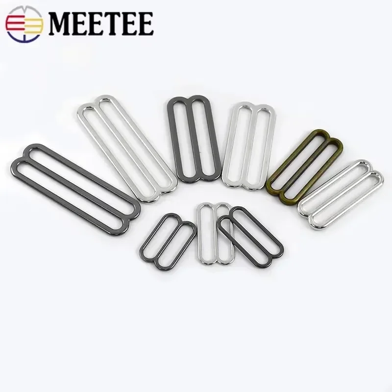 10/20/30Pcs Meetee Metal Tri-Glide Rings Buckles 6-50mm Bra Strap Adjust Clasp 8-shaped Ring Hook Garment Hardware Accessories