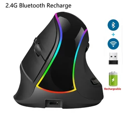 New RGB 2.4G Wireless Bluetooth Vertical Mouse Gaming Ergonomics Mice 4000 DPI Right Hand For Computer  PC Laptop Desktop