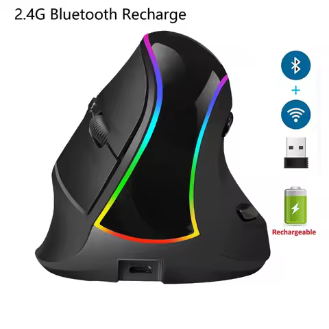 New RGB 2.4G Wireless Bluetooth Vertical Mouse Gaming Ergonomics Mice 4000 DPI Right Hand For Computer PC Laptop Desktop