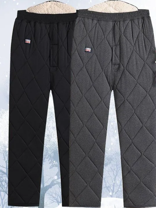 

Мужские зимние утепленные хлопковые брюки с начесом из овечьей шерсти, свободные теплые штаны для мужчин среднего и старшего возраста, удобные длинные брюки