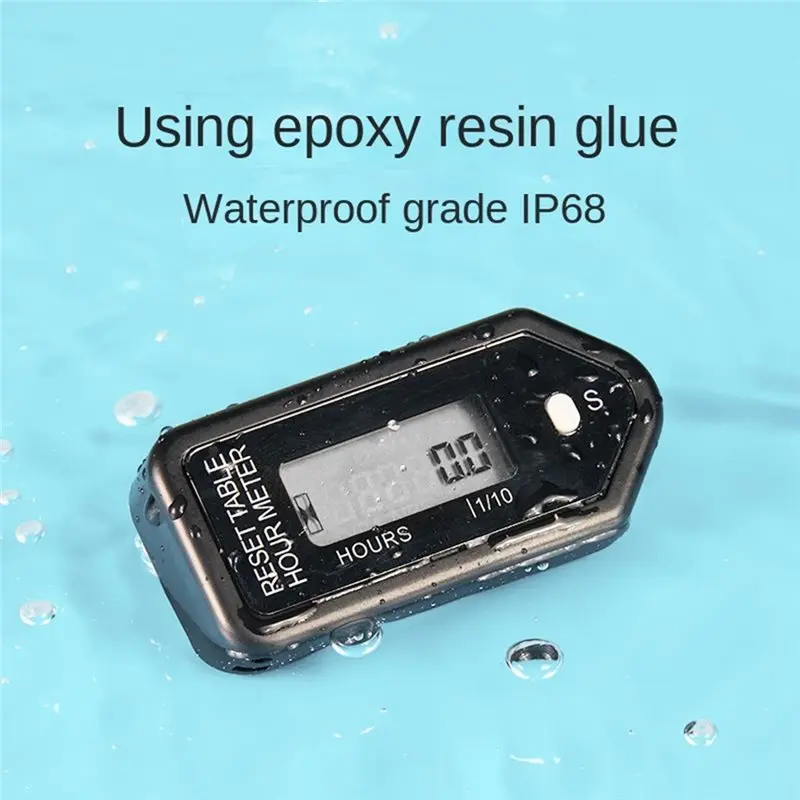 Abln-tacômetro de motor indutivo lcd display digital praia carro cortador de grama motocicleta medidor de tempo acumulado