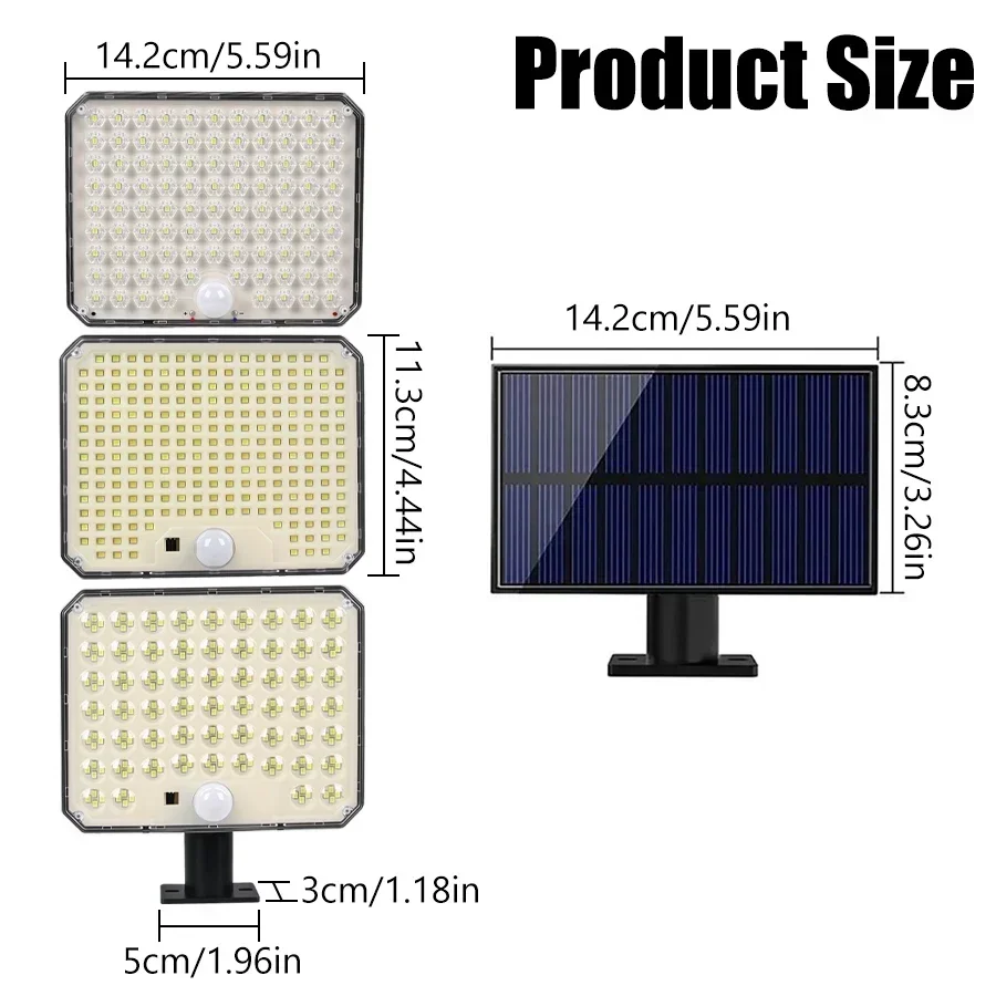 Outdoor 95/226/232 LED Solar Light Remote Control Sensor Street Light Solar Rechargeable Floodlight Garden Decorative Path Lamp