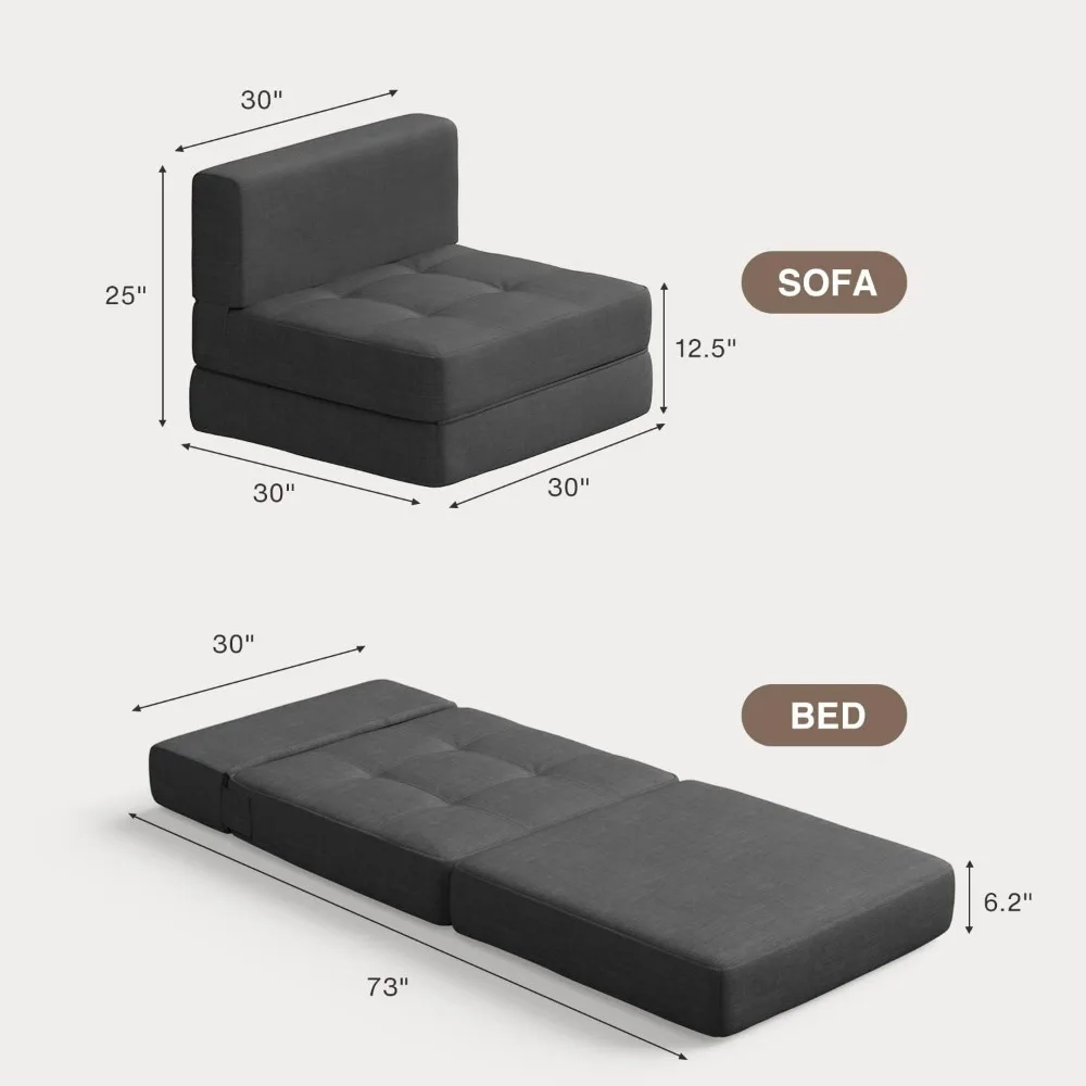 Home Furniture Modern Linen Fabric Removable Cover Modern Sofas for Living Room Dark Grey Sofa Bed Memory Foam Futon Sofa Bed