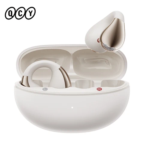 Fones de Ouvido Sem Fio QCY Crossky C30 Bluetooth 5.4, Ear Clip TWS, Fones Esportivos de Ouvido Aberto, Headphone com Conexão Dupla