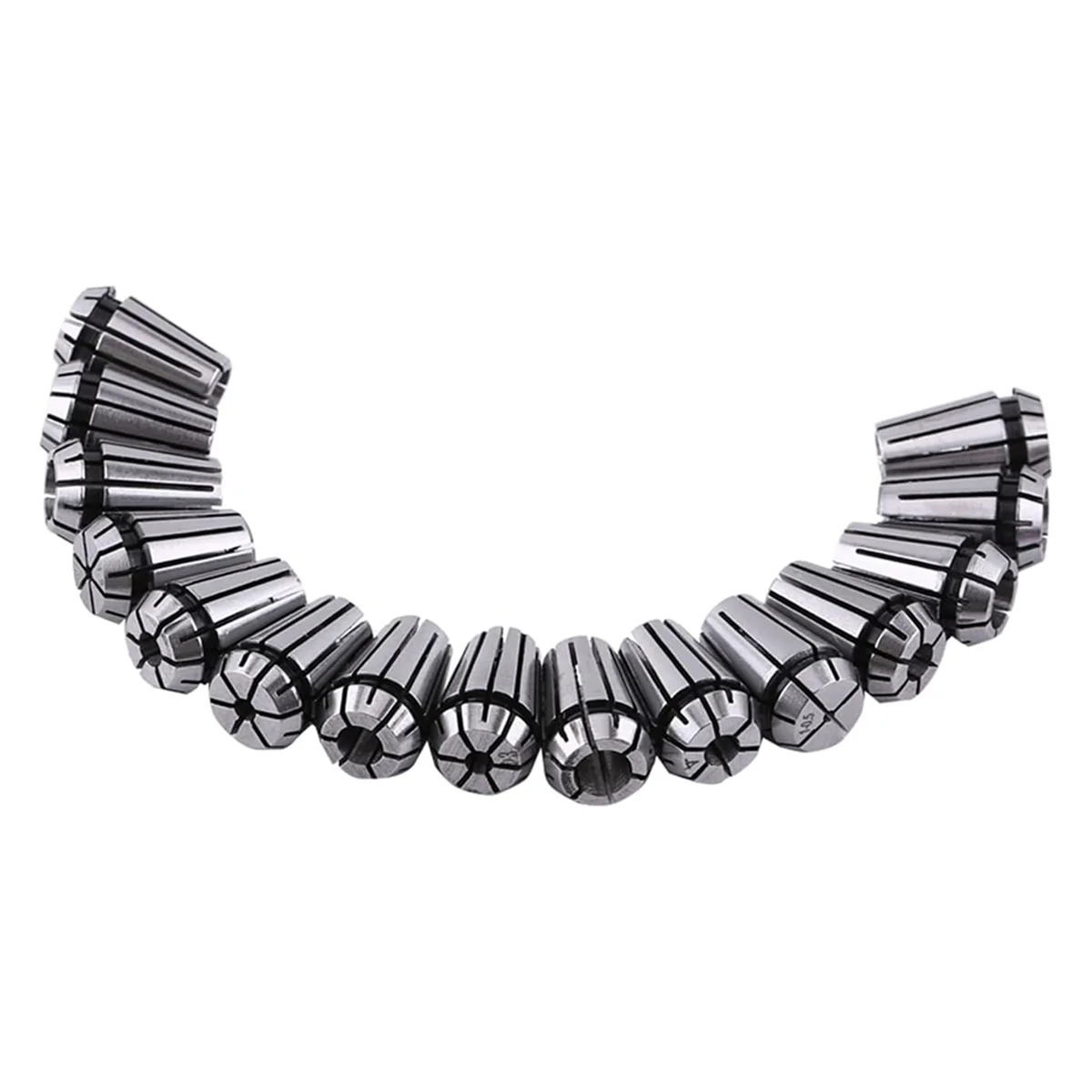 A002 15PCS ER11 Collet Set, Spring Collet Chuck, CNC Spindle Collet, 65Mn Spring Steel Replacement Collet