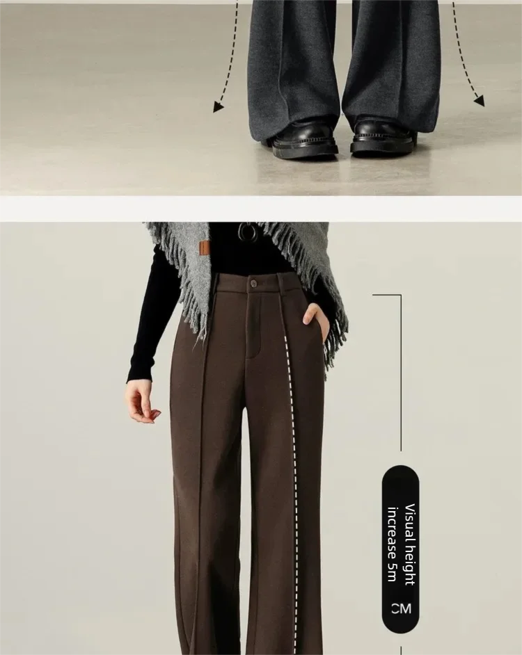 SENTUBILA Damen-Schlaghose 2026 Winter-Wollmischung Fleece-gefütterte Hose Damen Warme Figurformende Mehrfarbige Hose 154KH5839 – Detail 13